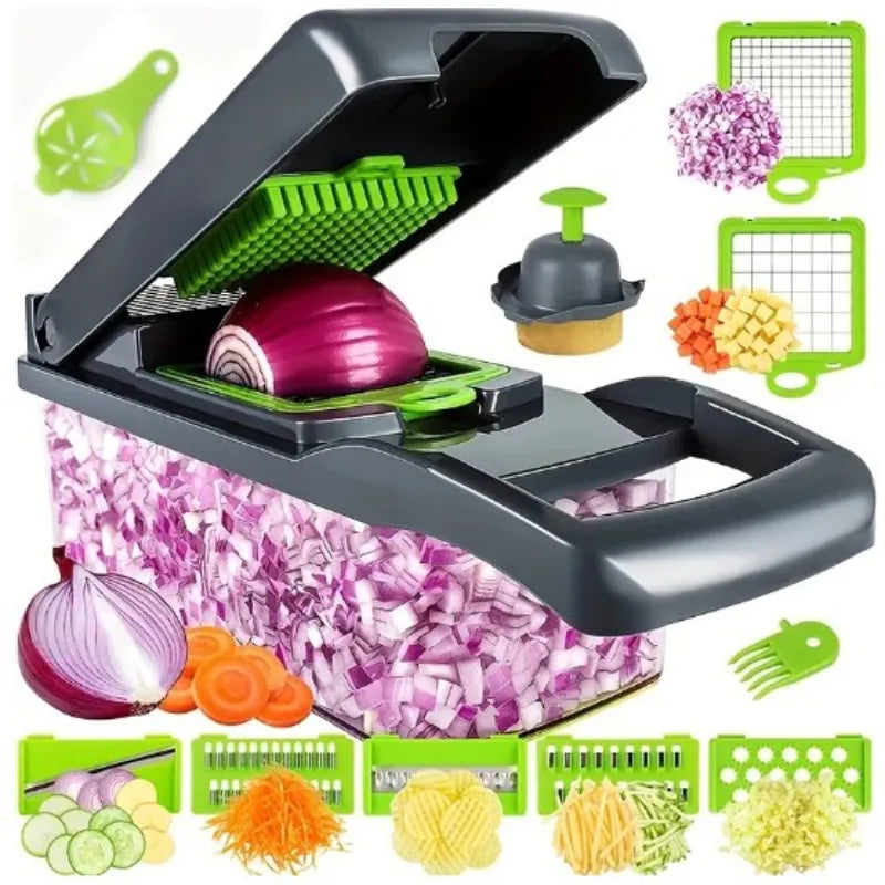 16-in-1 Multi-Functional Vegetable Cutter Set with Safety Guard