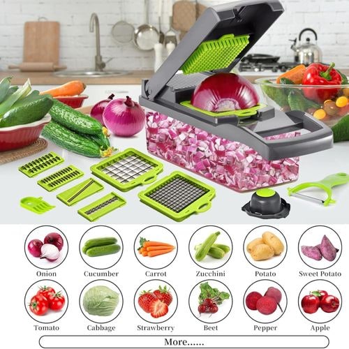 16-in-1 Multi-Functional Vegetable Cutter Set with Safety Guard