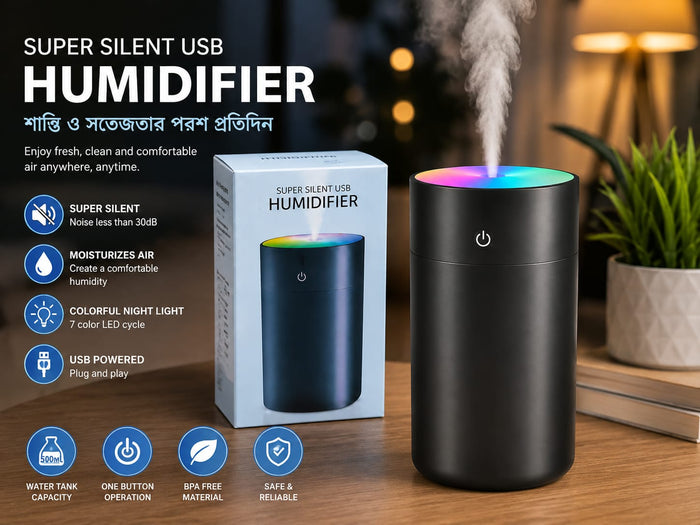 Silent USB H2O Humidifier with LED Light